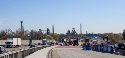 Blick auf die Baustelle am Kreuz Duisburg-Nord.